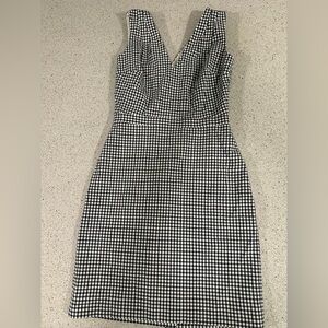J. Crew Black and White Sheath Mini Dress Plunge Neckline